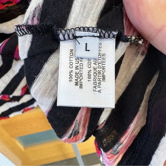 Proenza Schouler Black and White Striped Top with Red Accent - Picture 3 of 6